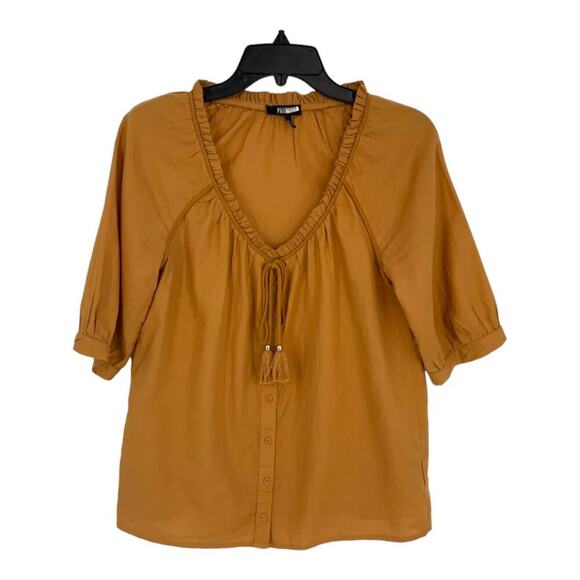 Paige Yoanna Boho Elbow Length Sleeve Top In Turmeric Size Small $158 MSRP - Picture 3 of 8